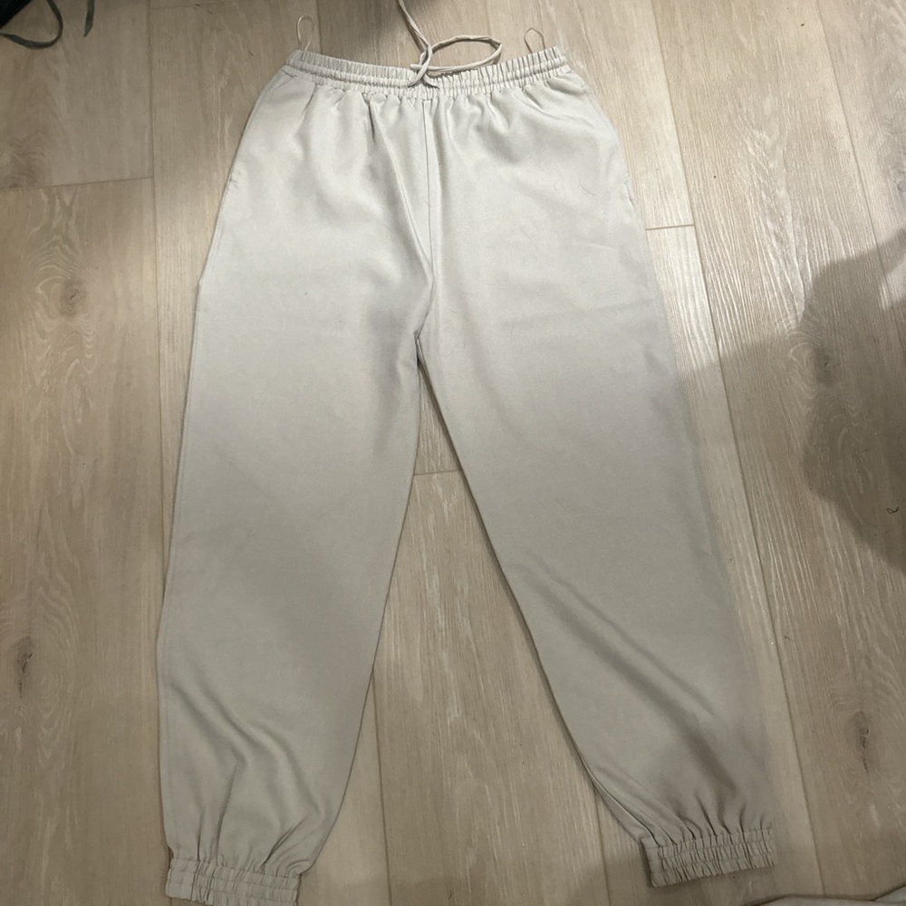 Cream high-waisted joggers